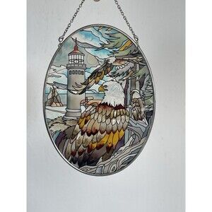 Stained Glass Eagle Lighthouse Beach Hanging Decor AMA